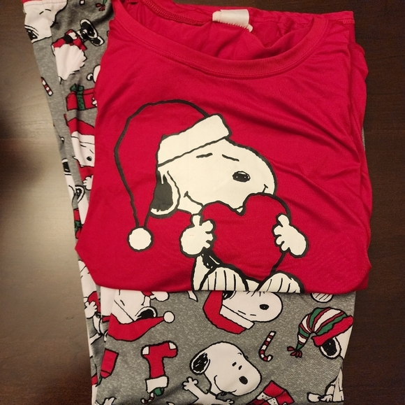 Peanuts Snoopy Christmas pajama set sz 1X Munki Munki Soft - Picture 1 of 9